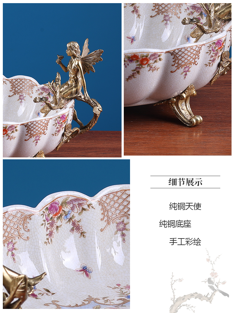 European American fruit bowl creative household luxurious sitting room of Chinese style household table table ceramic plate is placed