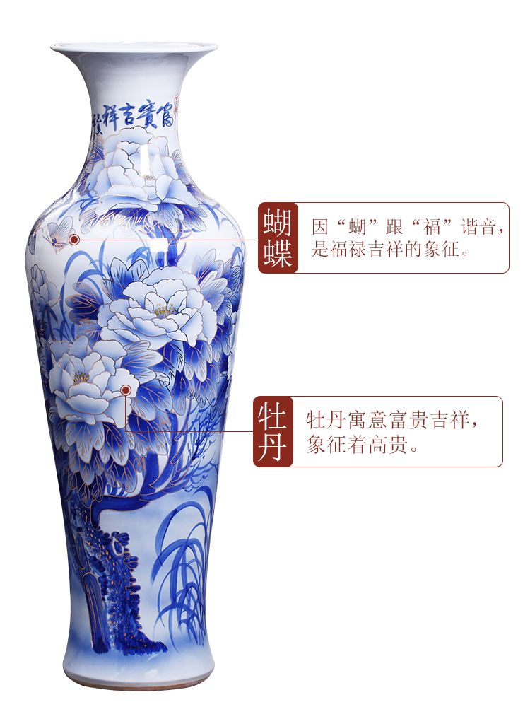 Jingdezhen ceramics hand - made see colour of large blue and white porcelain vase sitting room place large hotel opening gifts