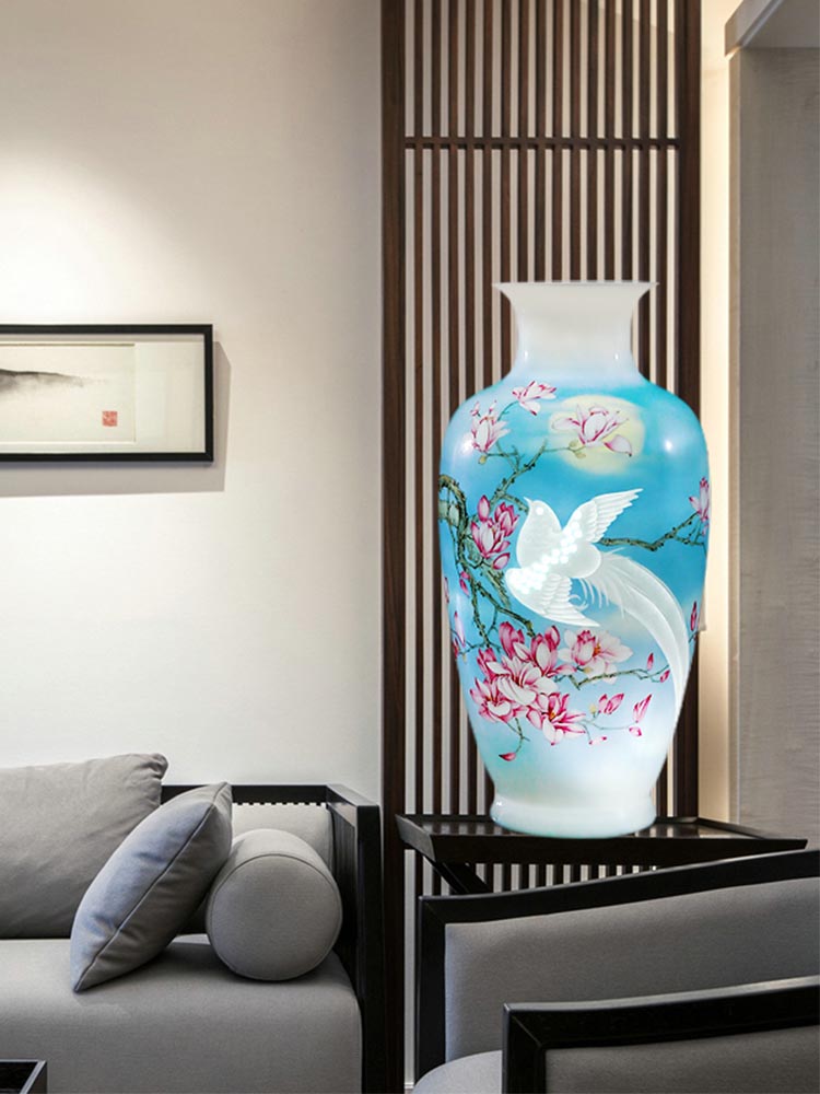 Jingdezhen ceramics famous hand - made thin body new sitting room of Chinese style household vase rich ancient frame furnishing articles decoration gifts