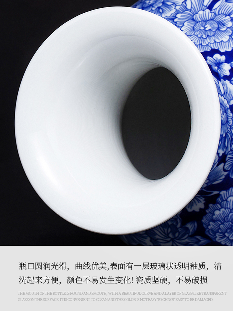 Jingdezhen blue and white flower porcelain porcelain vase archaize sitting room of Chinese style household flower arranging TV ark adornment furnishing articles