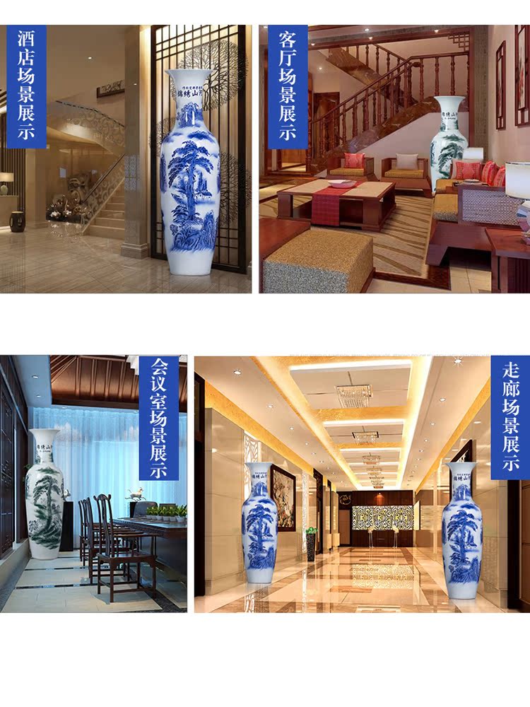 Sf34 splendid hotel decoration pieces of large vase of blue and white porcelain of jingdezhen ceramics furnishing articles in the living room