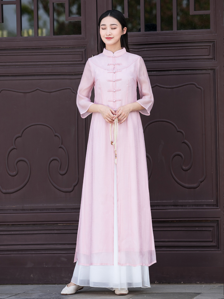 Zenyi tea service literary Hanfu China Wind dress cheongsam improved Tang suit Chinese suit two-piece suit women