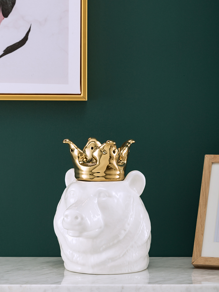 Boreal Europe style golden crown lion ceramic animal light piggy Banks furnishing articles of key-2 luxury ins sitting room porch decoration