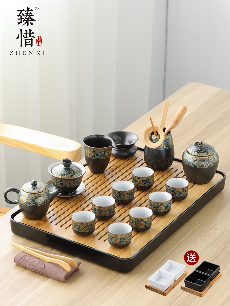 By understanding the modern side of the white porcelain kung fu tea set suit household contracted Japanese store GaiWanCha drainage cup dish sets