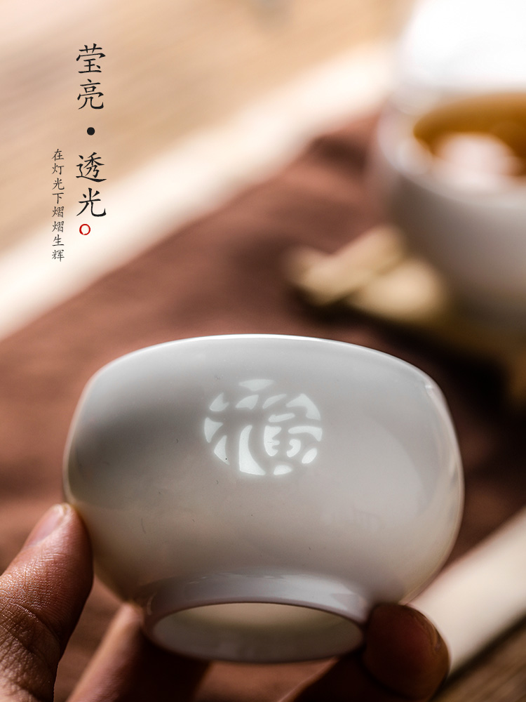 White porcelain sample tea cup kung fu noggin jingdezhen master cup single cup pure manual hail and exquisite ceramic cups of tea