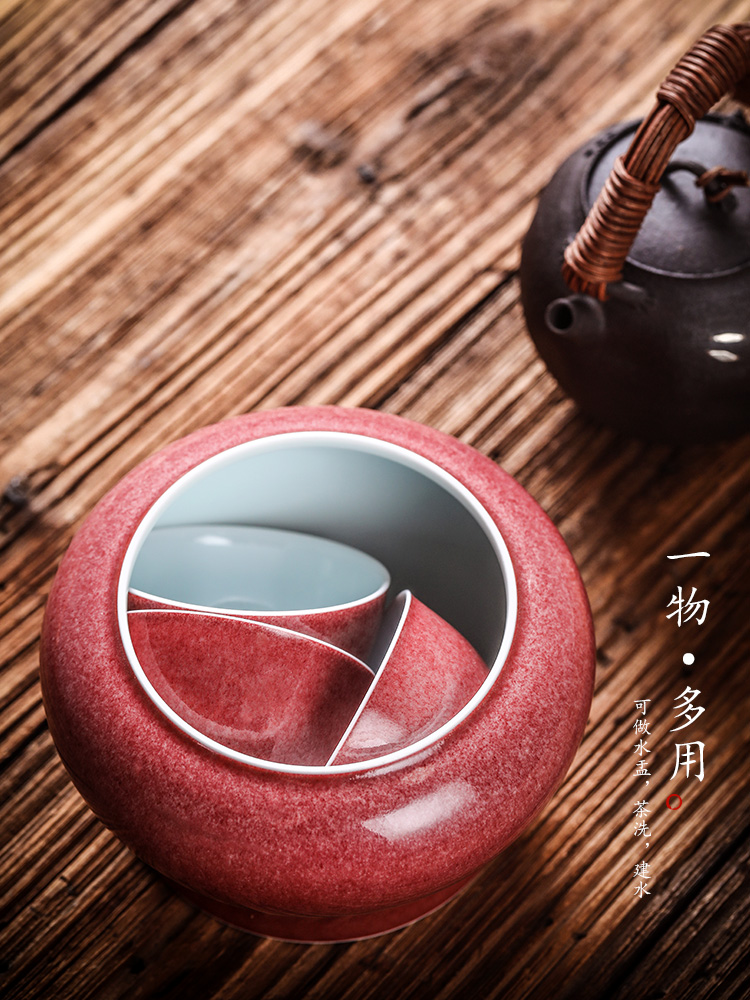 Jingdezhen tea wash to small cowpea red pen XiCha bucket water jar in hot water cylinder household tea sets tea accessories