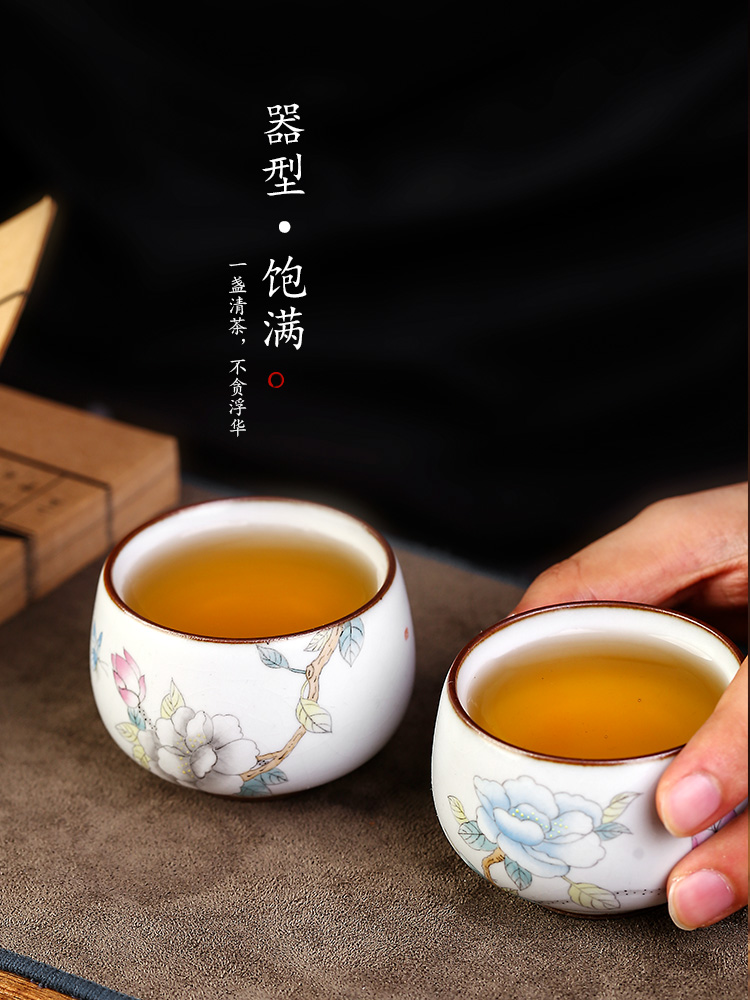 Jingdezhen hand - made teacup checking sample tea cup your up tree peony lotus kongfu master cup participants for a cup of tea