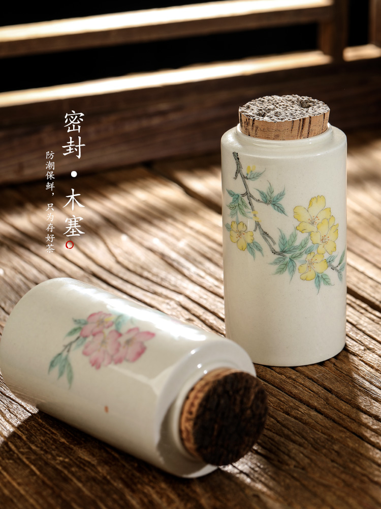 Jingdezhen hand - made painting of flowers and tea pot plant ash glaze pure manual pu - erh tea storage tanks seal pot kunfu tea