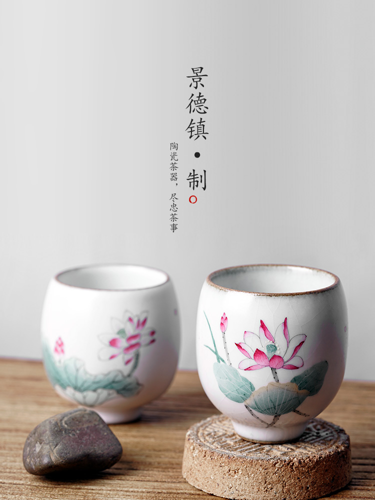 Your up hand - made lotus master cup of jingdezhen ceramic sample tea cup single cup tea set piece of pure manual kung fu tea cups