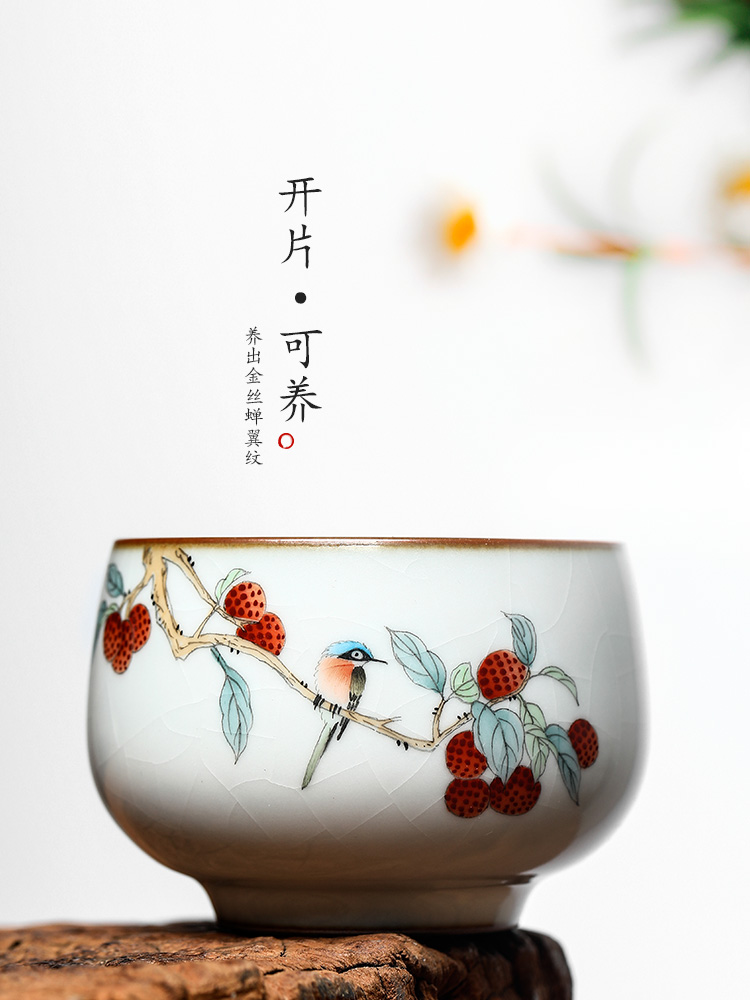 Tea master cup single cup your up with jingdezhen ceramic sample Tea cup of pure manual hand - made teacup litchi for a cup of Tea