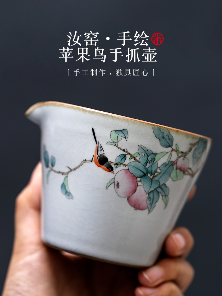 Hand grasp pot of tea tea ware jingdezhen ceramic teapot Hand - made your up apple bird tea tea to crack a cup