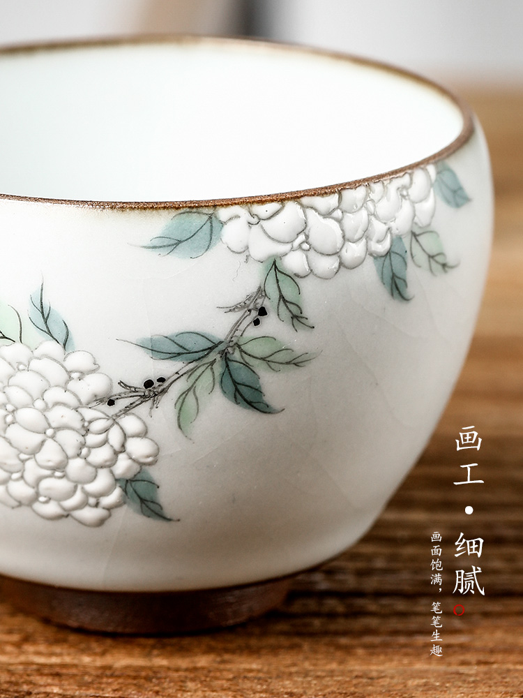 The Master cup single CPU jingdezhen hand - made teacup your up ceramic sample tea cup pure manual hydrangea kung fu tea set