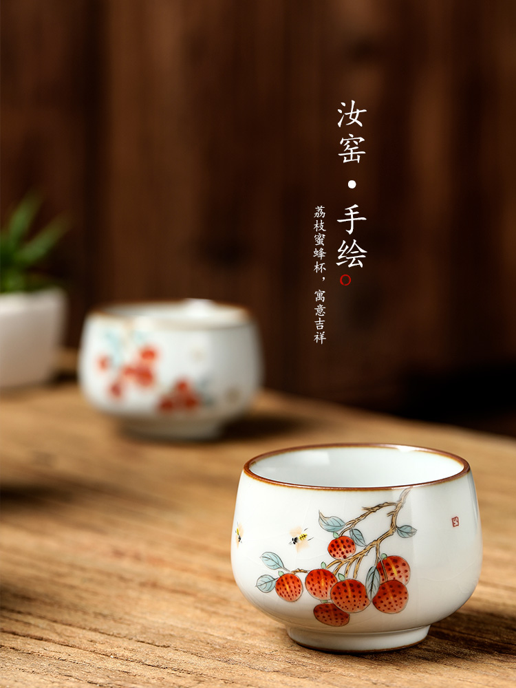 The Master cup single cup your up sample tea cup jingdezhen hand - made ceramic tea set pure manual kung fu tea cups litchi to the CPU