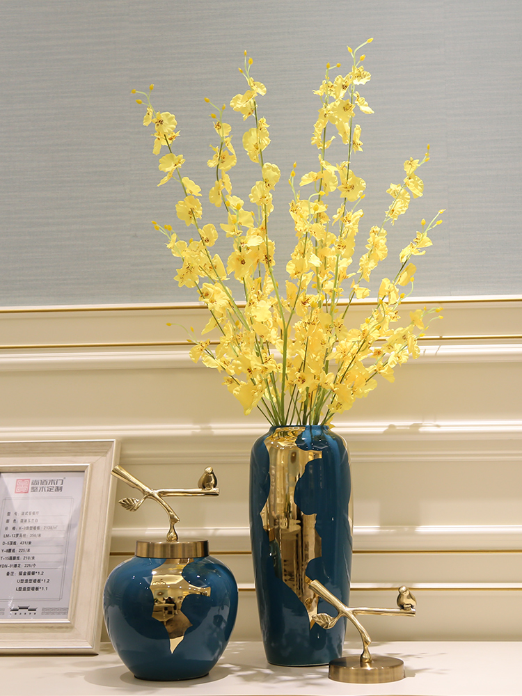 Mesa of new Chinese style ceramic vase retro creative light much dry flower, flower implement home decoration decoration is a sitting room