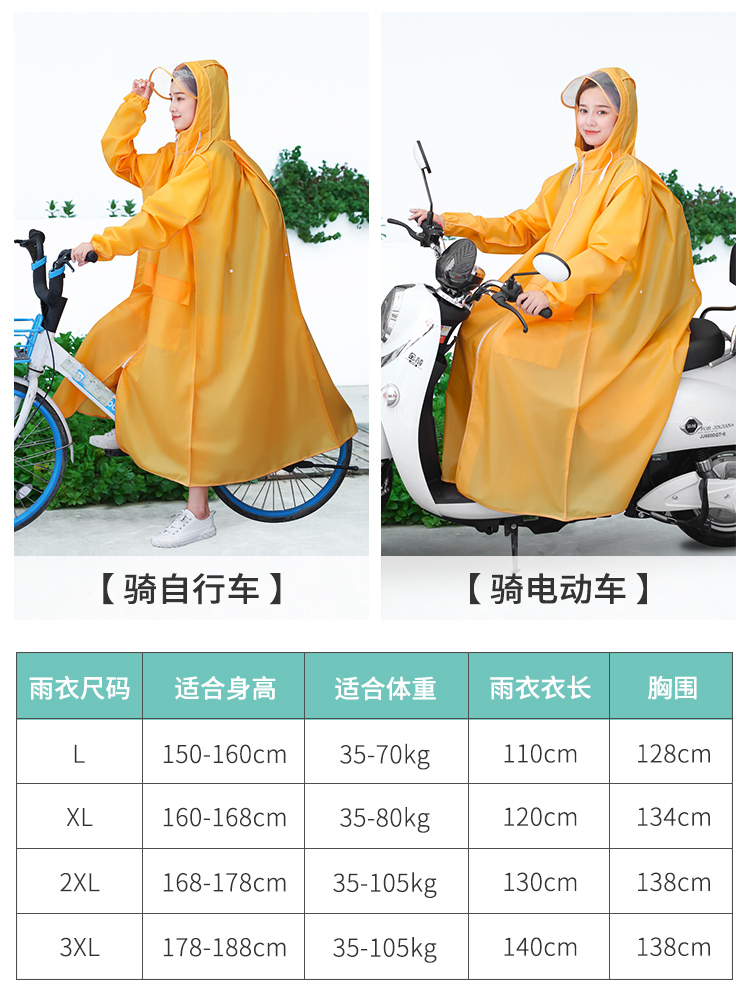 Raincoat for men and women, long, full-body, stylish, transparent, electric car, battery, car, single, adult, rainproof poncho