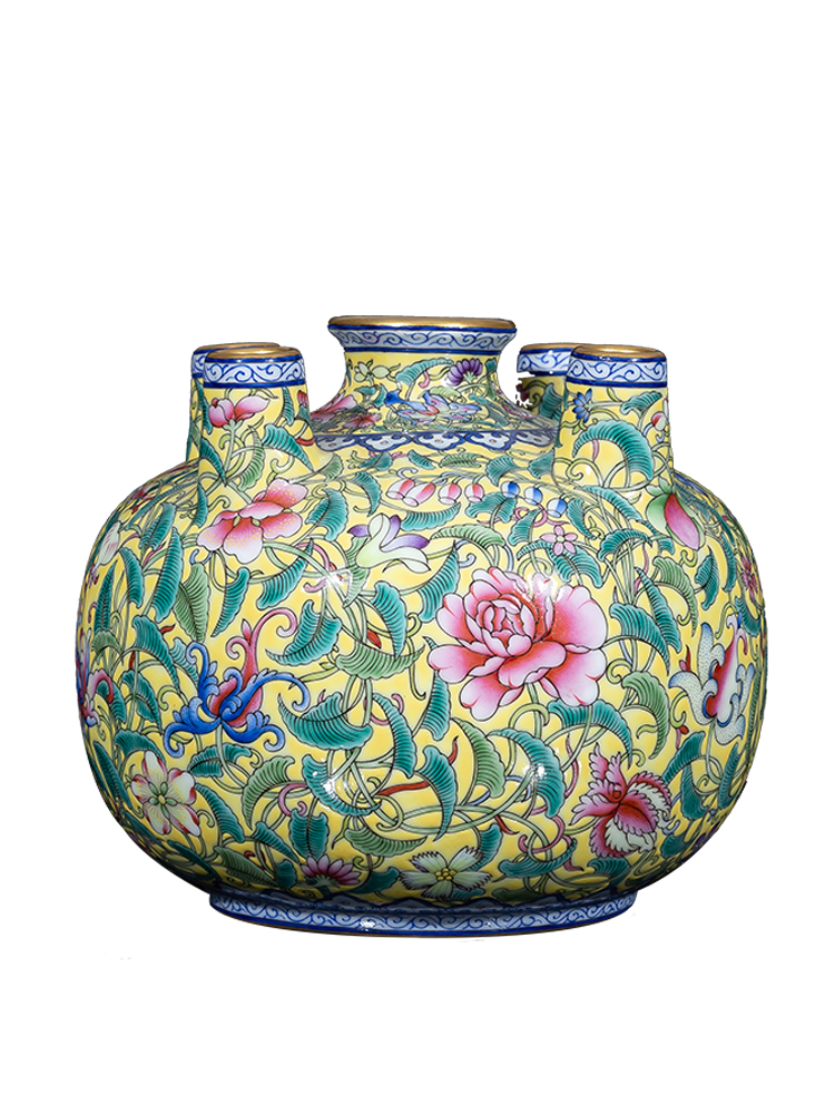 Jia lage jingdezhen ceramic vase YangShiQi ZhiHuang pastel flowers to five bottles of China