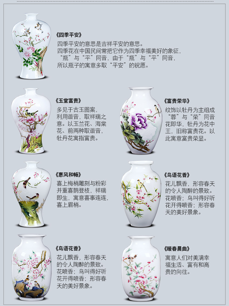 Jingdezhen ceramics hand - made vase and exquisite carving furnishing articles sitting room flower arranging Chinese style household decorative arts and crafts