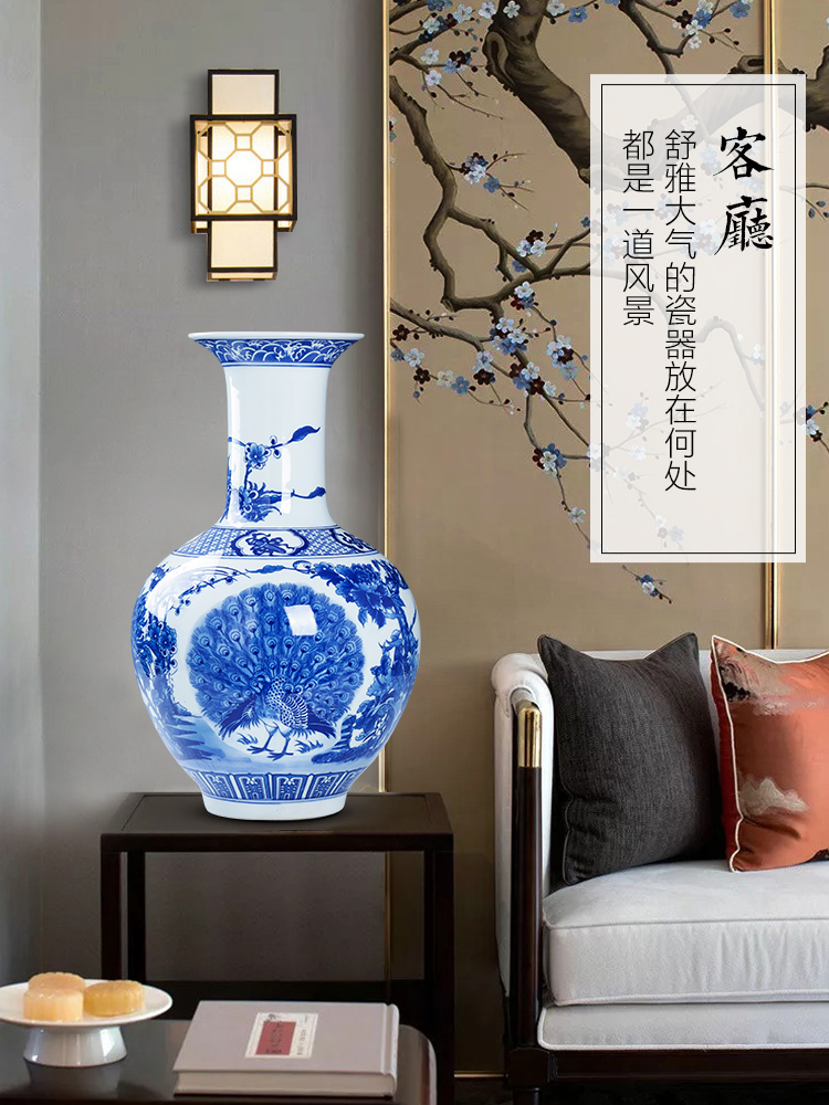 Jingdezhen ceramics archaize furnishing articles large blue and white porcelain vase landed the sitting room porch TV ark, home decoration