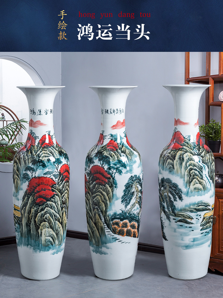 Jingdezhen ceramics luck, blooming flowers, large sitting room adornment is placed large vase hotel