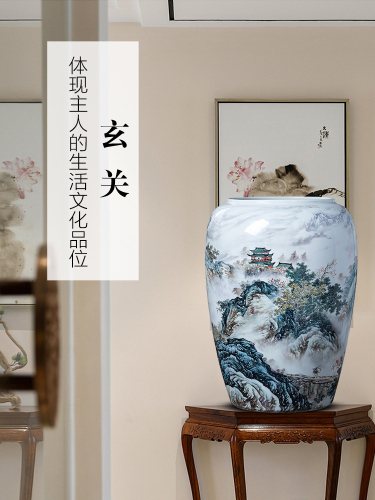 Jingdezhen ceramics painting and calligraphy scrolls cylinder calligraphy and painting to receive tube ground study vase sitting room adornment is placed