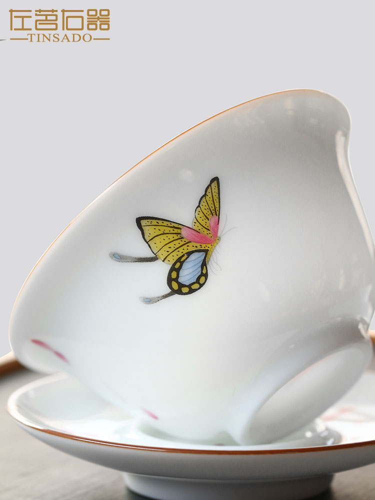 ZuoMing right ware jingdezhen only three tureen pastel them a single thin body small tea tea bowl with cover cups
