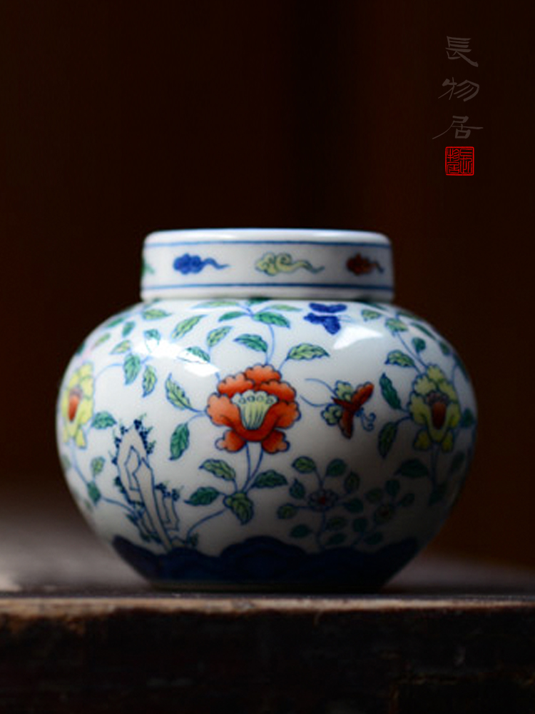 Offered home - cooked at flavour hand - made color bucket ganoderma lucidum trumpet jingdezhen ceramic tea caddy fixings storehouse checking porcelain tea set