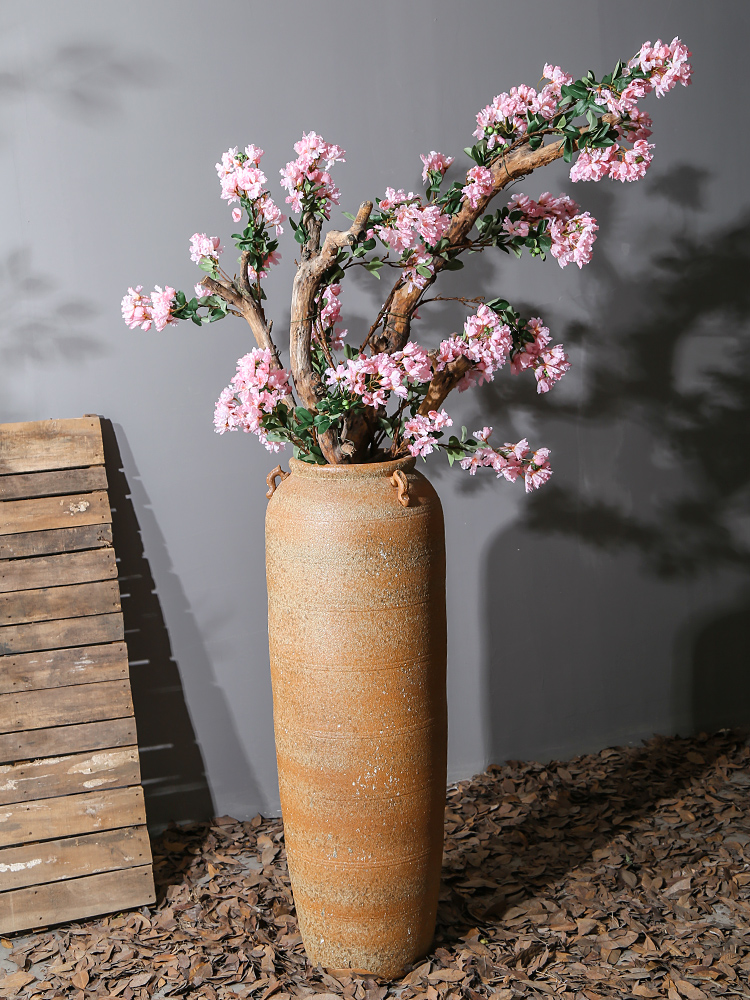 Jingdezhen ceramic of large vases, flower implement simulation flower arranging dried flowers sitting room adornment is placed to restore ancient ways pottery basin