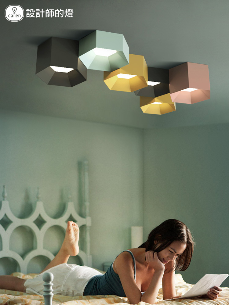设计师的灯LED几何客厅灯北欧简约创意马卡龙组合套餐吸顶灯具