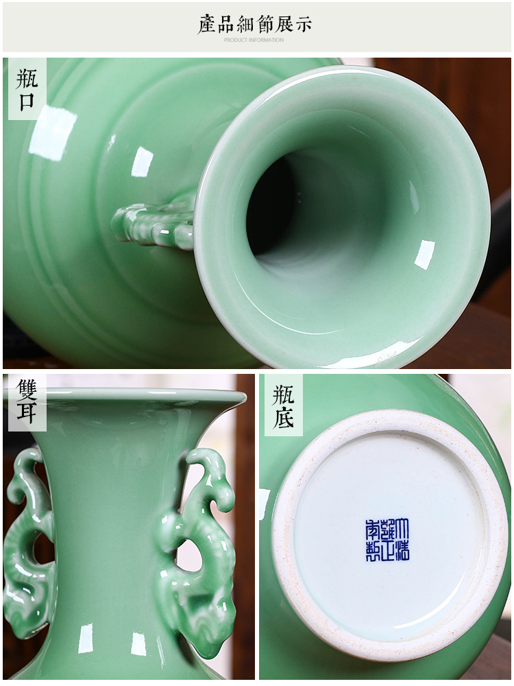 Jingdezhen ceramics by hand shadow blue glaze vase flower arranging new Chinese style household adornment TV ark, furnishing articles in the living room