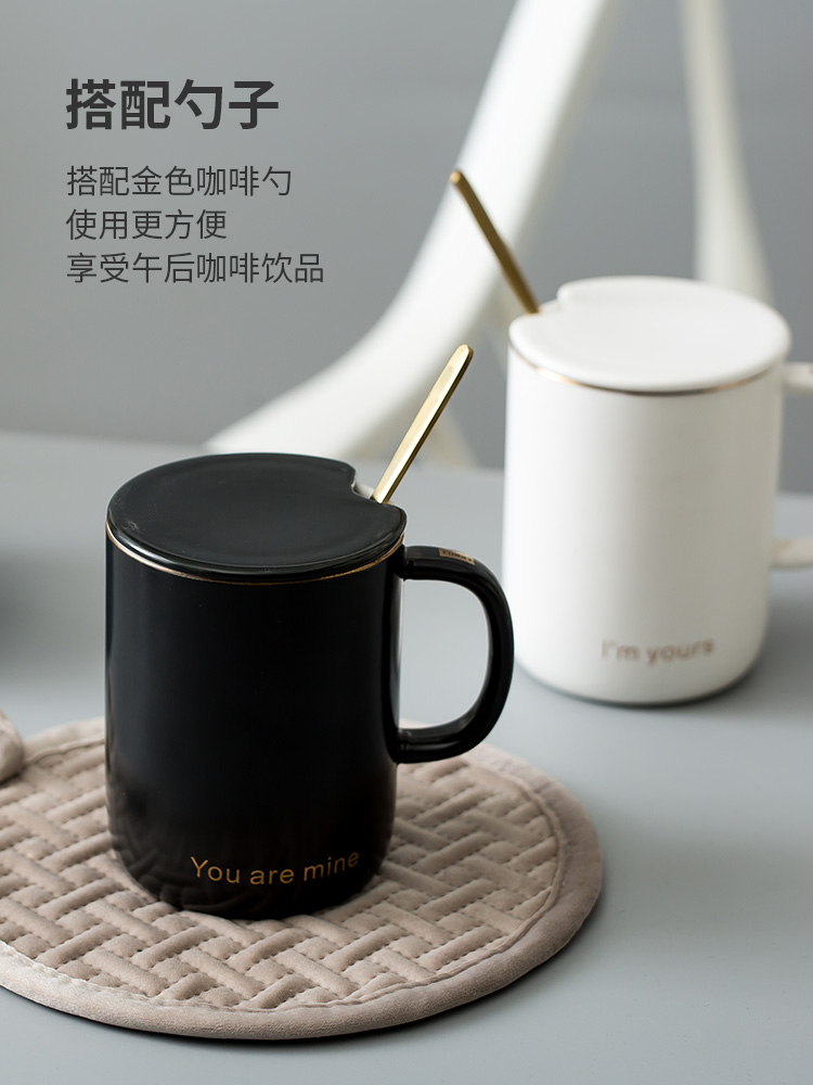 The Nordic glass ceramic keller with spoon office men and women lovers matte enrolled, black and white coffee cup glass cup