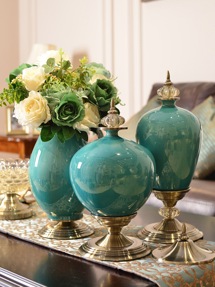 Light European - style key-2 luxury furnishing articles ceramic vase American TV ark, sitting room porch table dry flower arranging flowers home decoration