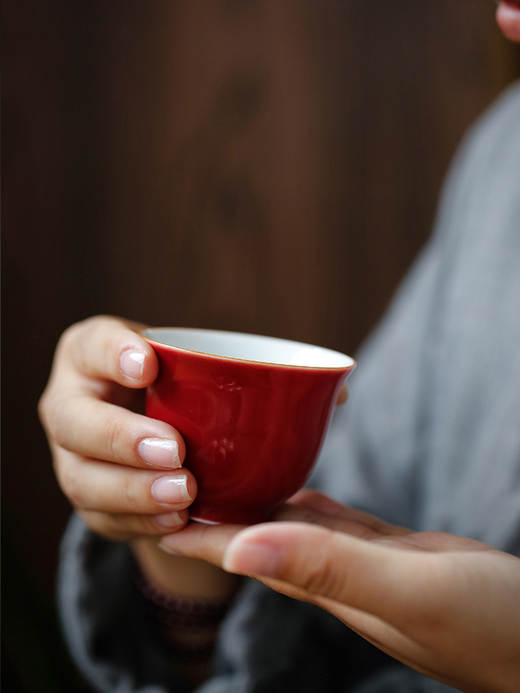 Su household ceramic sample tea cup, small cup of black tea, green tea cup perfectly playable cup bowl tea cup