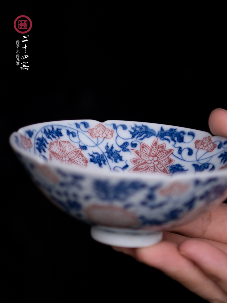 Twenty - four ware jingdezhen hand - made youligong master of blue and white porcelain cup single CPU single hand, ceramic tea set