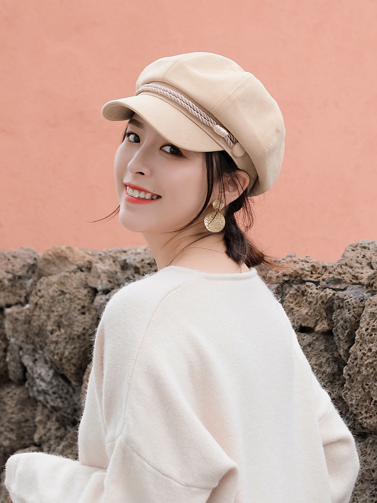 Beley hat female British retro autumn and winter Korean version of the trendy octagonal hat wild student Japanese net red bud hat