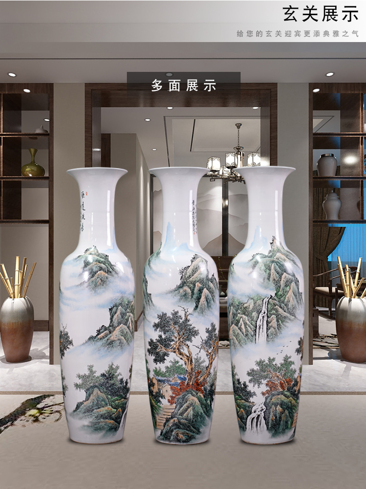 Jingdezhen ceramics hand - made pastel landscape of large vase household living room TV ark place opening gifts