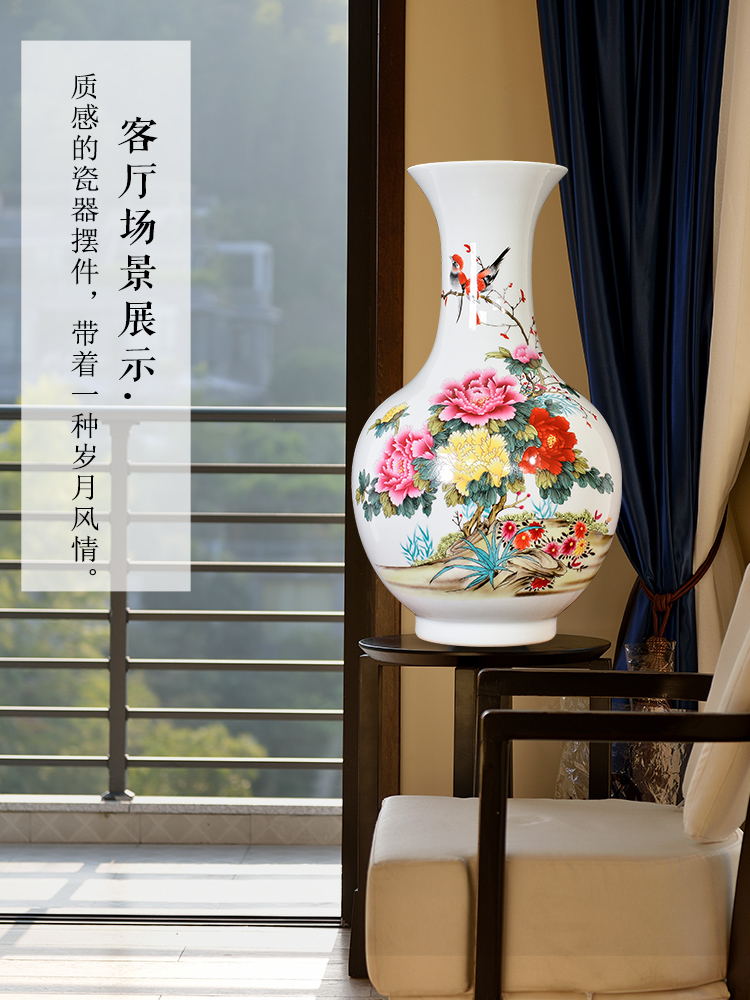 Jingdezhen ceramics powder enamel blooming flowers vase household flower arranging Chinese style living room TV ark adornment furnishing articles