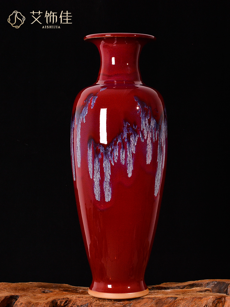 Jingdezhen ceramics up with ruby red vase rich ancient frame of Chinese style household, the sitting room porch classical handicraft furnishing articles
