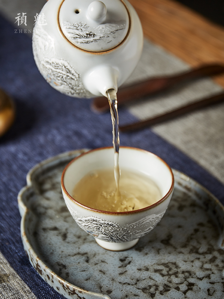 Shot incarnate the hand - made your up open piece of snow masters cup single CPU jingdezhen ceramic kung fu tea set personal cup sample tea cup