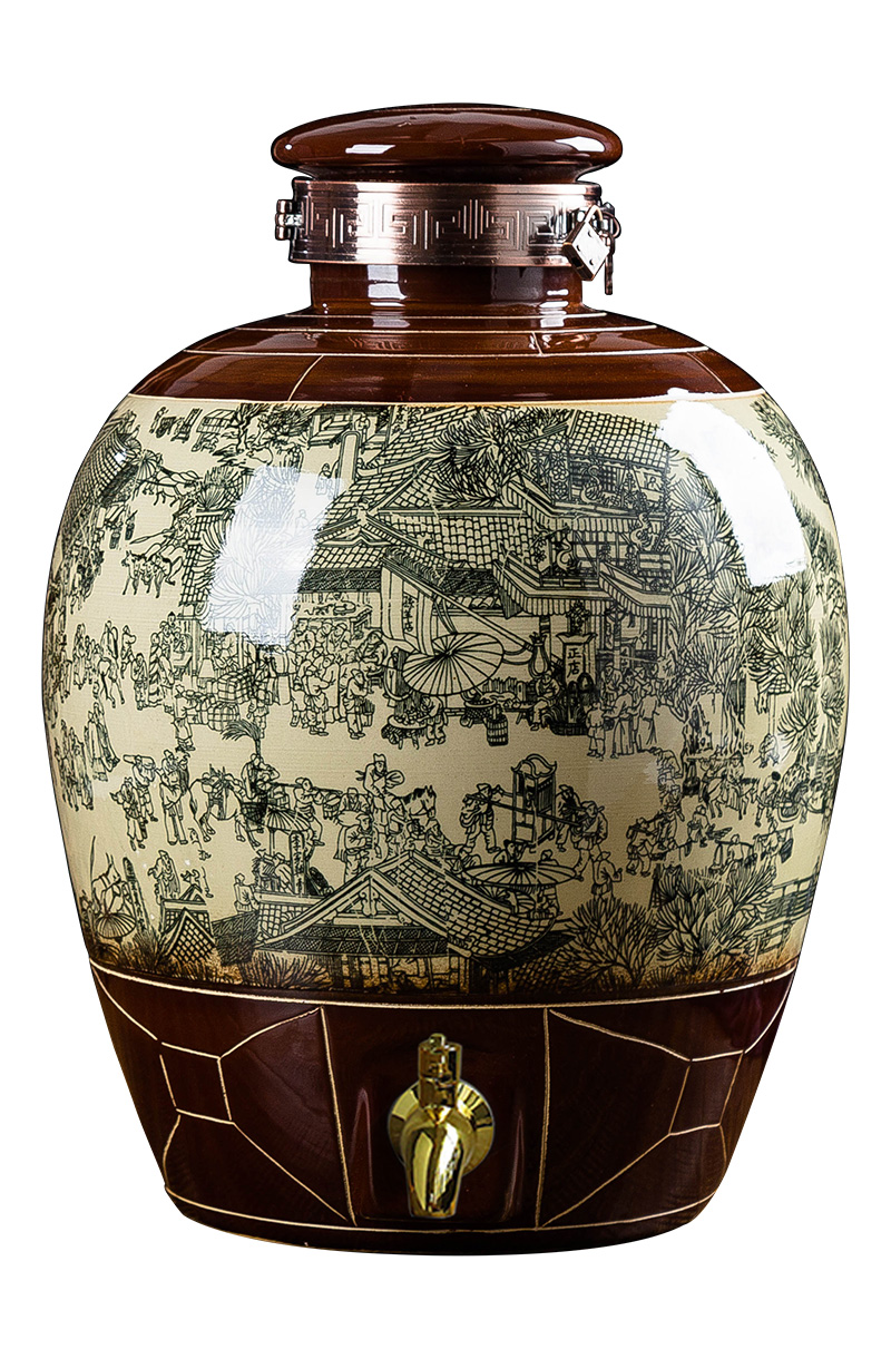 JingDe archaize big jars of household sealing liquor bottle ceramic deposit it 10 jins 20 jins 50 kg to mercifully wine
