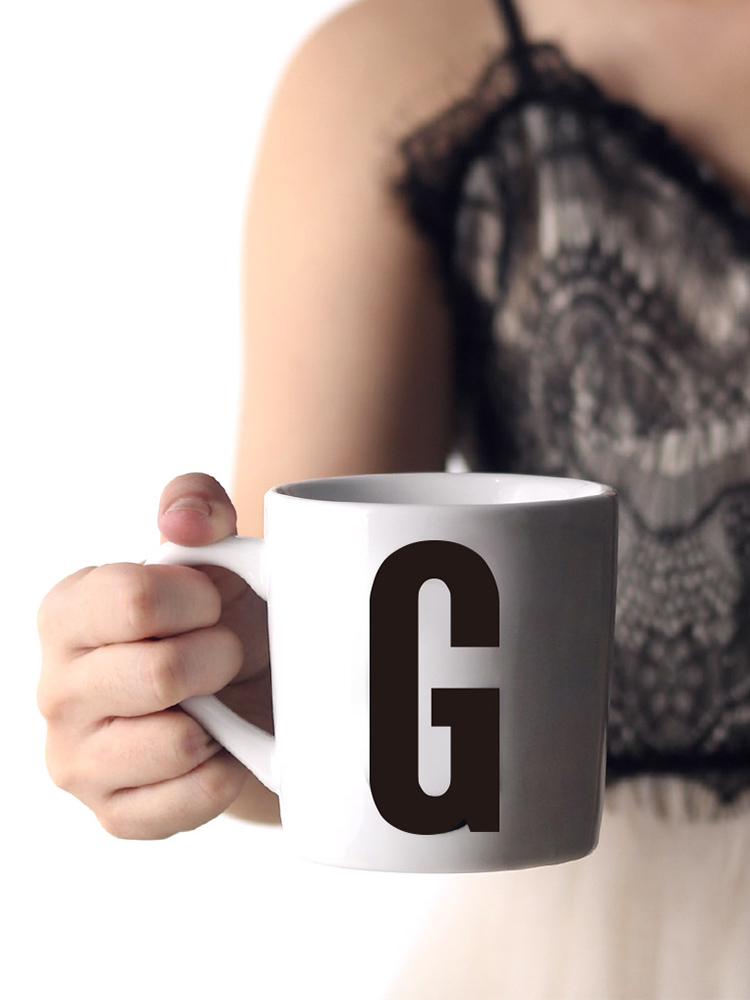 About Nine soil ins mark cup coffee cup contracted wind ceramic letters water cup for cup move couples the custom logo