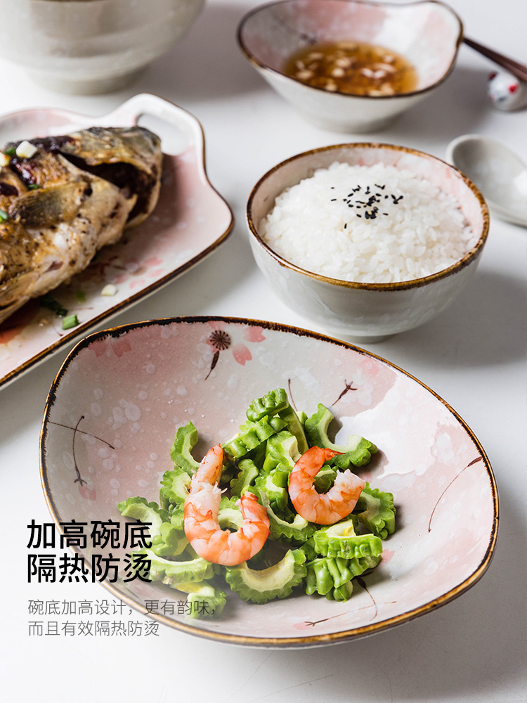 Modern housewives snow sakura Japanese ceramics tableware creative dish plates soup bowl rainbow such as bowl home dishes