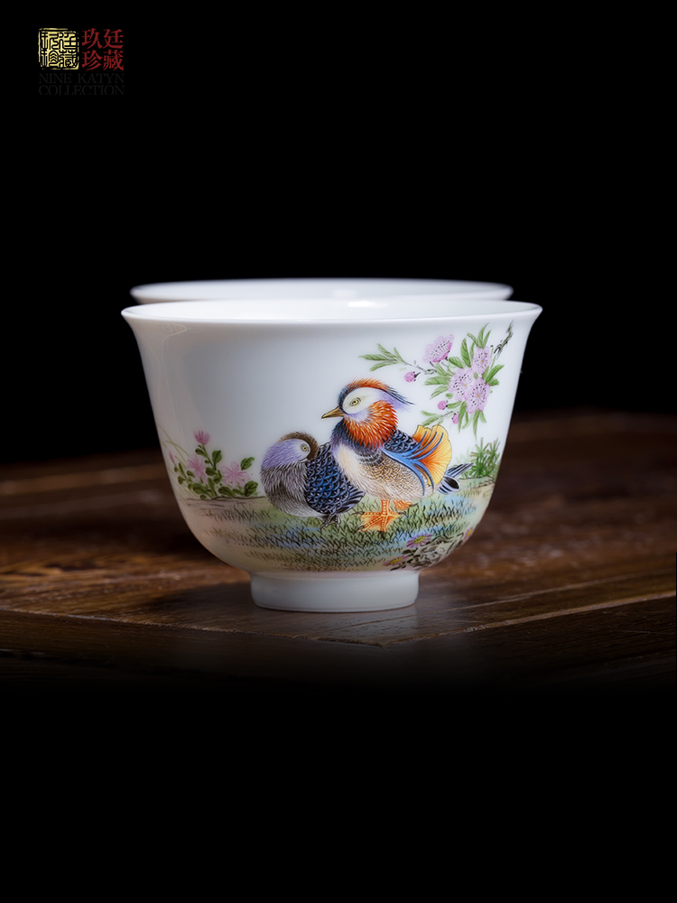 Nine at jingdezhen single CPU kung fu tea cups manual hand - made colored enamel of glass ceramics personal master CPU