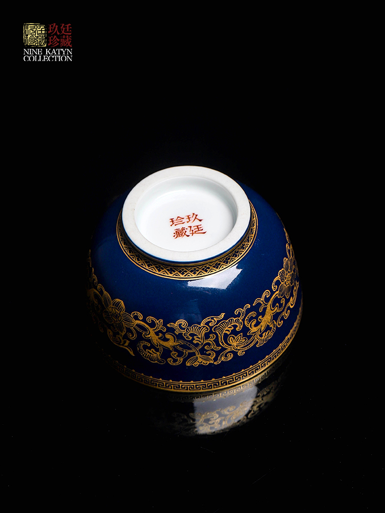 Nine at jingdezhen hand - made teacup kongfu master cup ji blue single CPU checking ceramic individual cup collection