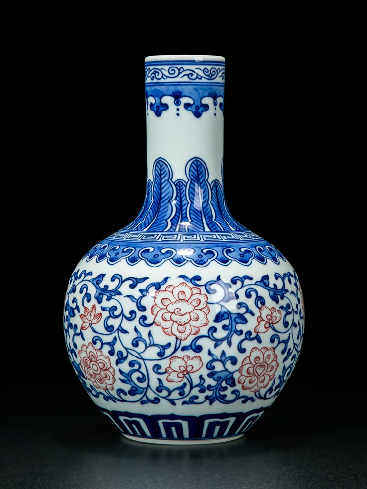 Vase furnishing articles ceramic flower implement decoration flower arranging small sitting room jingdezhen blue and white Chinese antique hand - made of vases