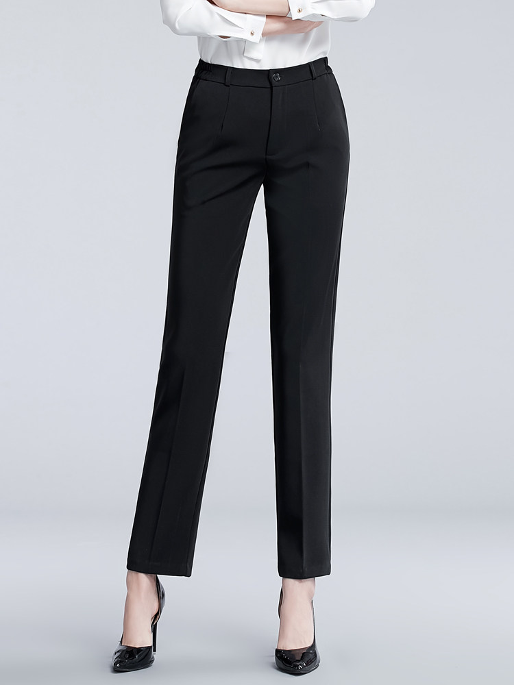 商都春夏女士职业西装裤高腰直筒长裤黑色面试工作裤正装裤子长裤