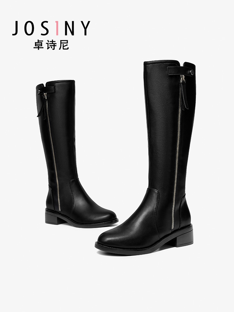 zhuoshini, autumn and winter, tall, short, white knight, horse boots, long leather boots, women's shoes, 2019, new style, no more than knee