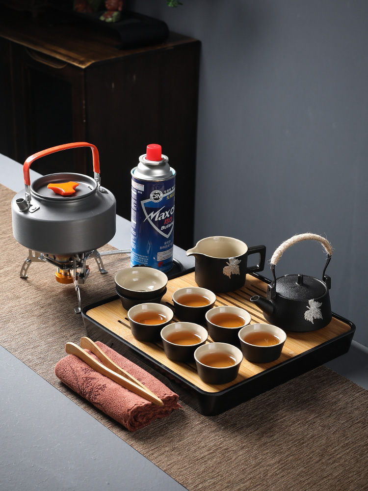 Black pottery is suing portable travel kung fu tea set tea boiled tea stove on - board kettle tea tray was contracted household