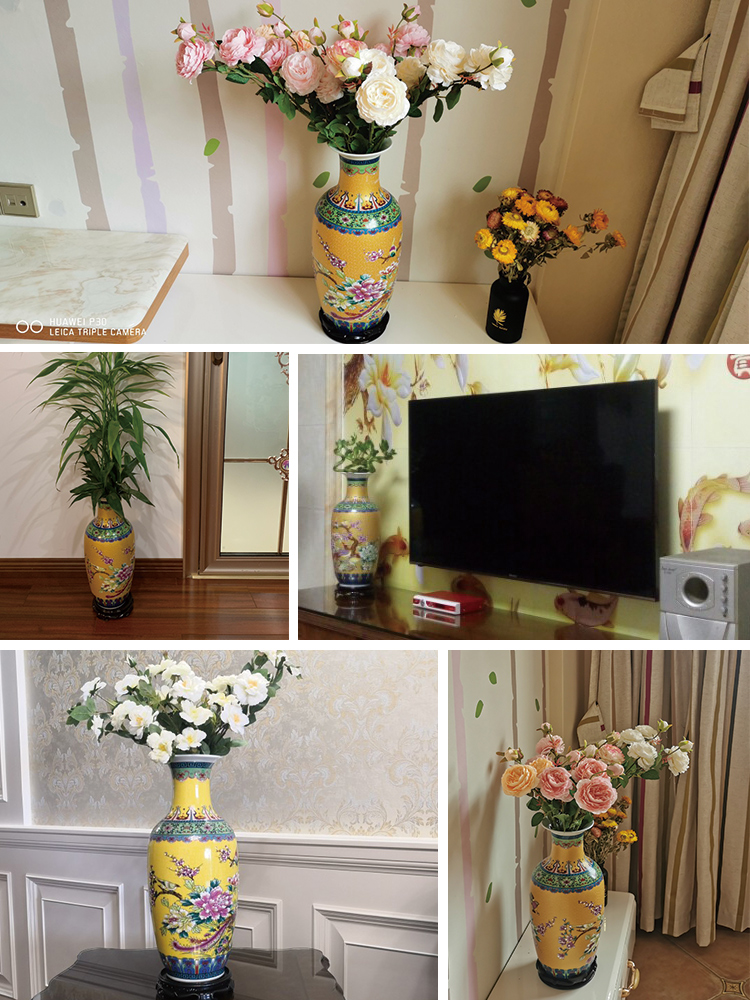 Archaize of jingdezhen ceramics colored enamel large vases, flower arrangement sitting room of Chinese style household adornment landing place