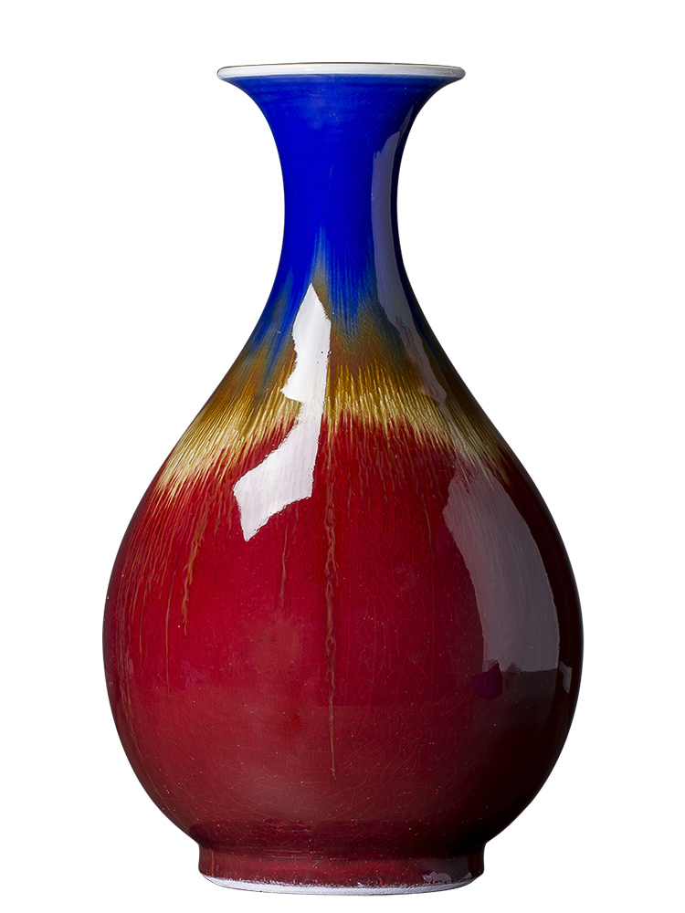 Jingdezhen ceramic large Chinese red red glazed pottery porcelain vases manual archaize lang glaze porcelain flower arranging furnishing articles