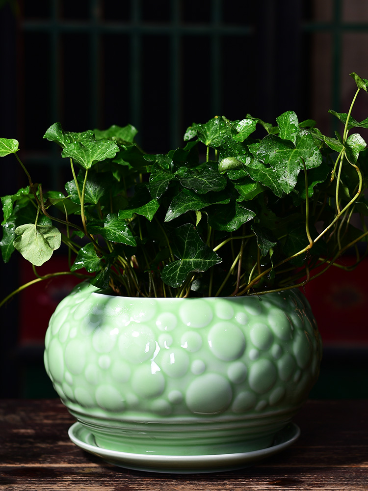 Ceramic POTS with creative money plant potted tray was oversized contracted orchid home indoor green plant bonsai flowers